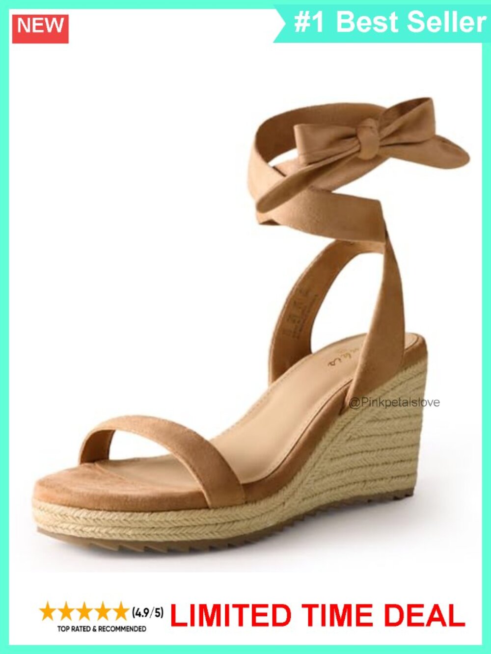Women's Espadrilles Wedge Sandals Jute-Wrapped Platform Ankle Tie Heels